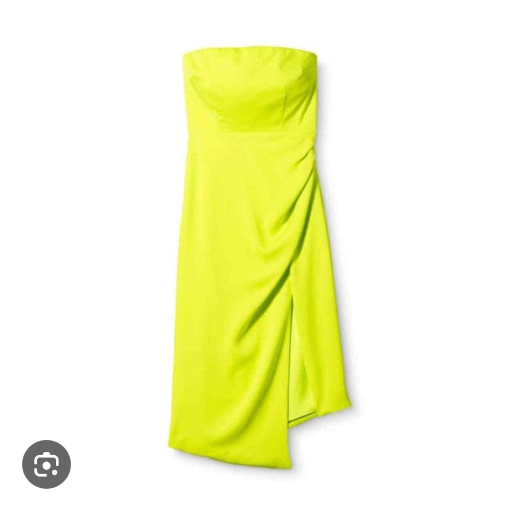 Cushnie Strapless Neon Yellow Midi Dress